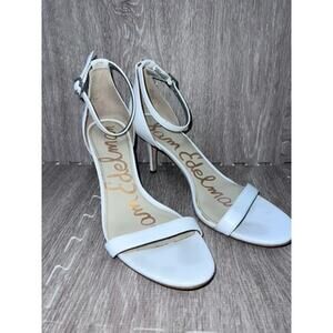 Sam Edelman Women's White Ankle Strap Heeled Sandals Size 9.5‎